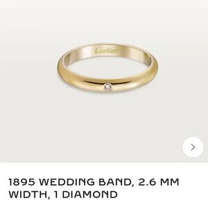 Authentic Cartier 1895 Yellow Gold Wedding Band with 1 Diamond